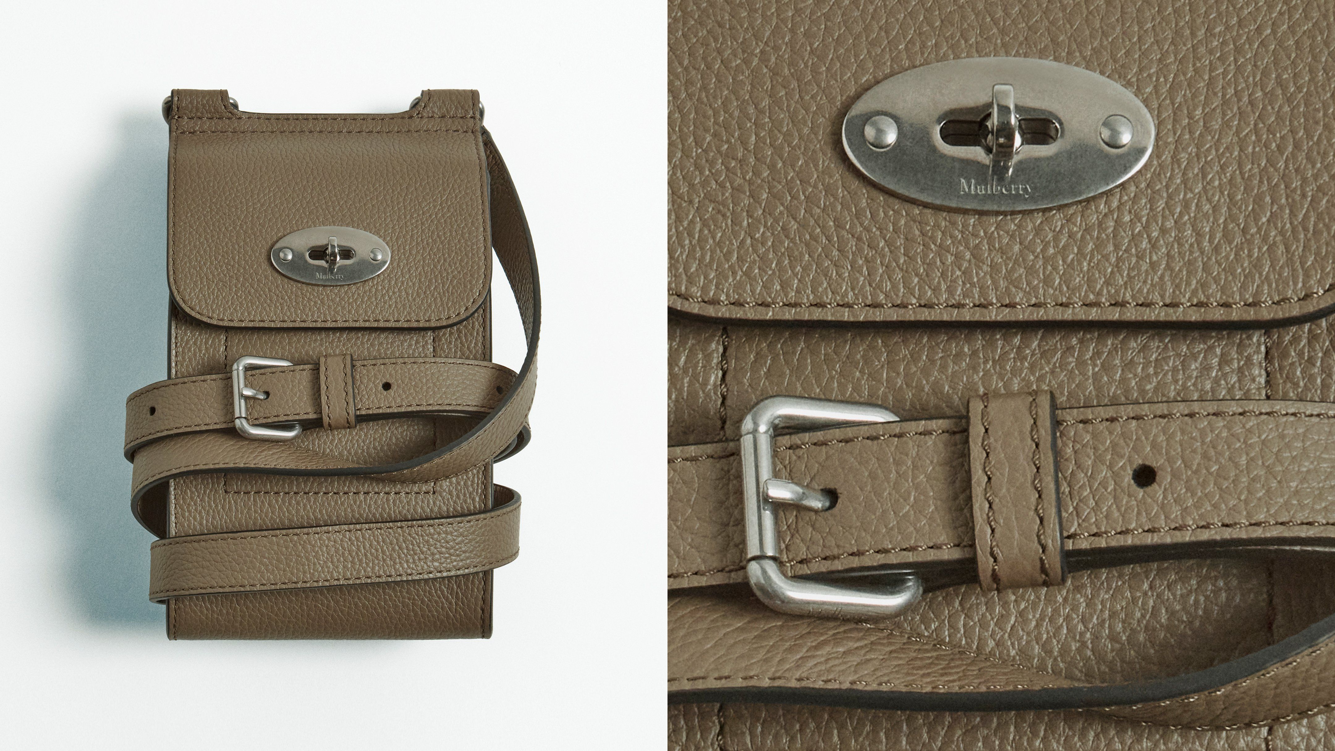 Mulberry Mini Antony bag in linen green leather